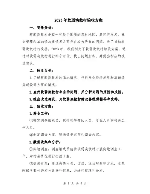 2023年软弱涣散村验收方案