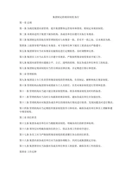 集团制定的规章制度 执行