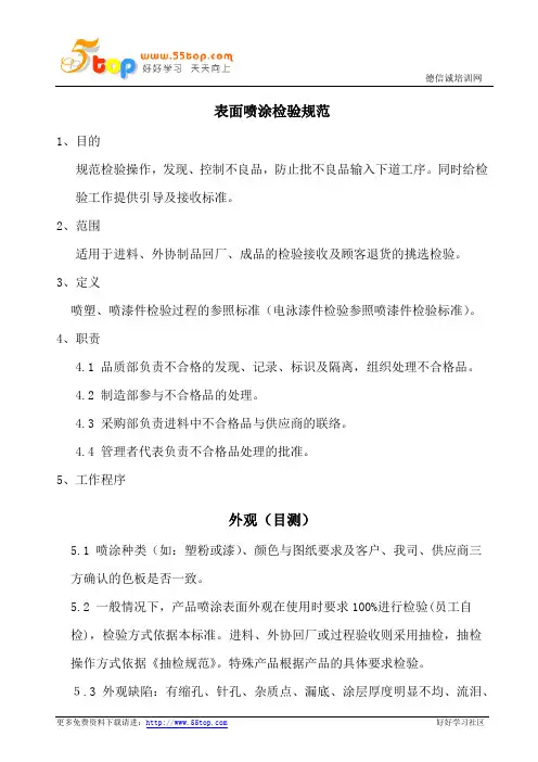 表面喷涂检验规范