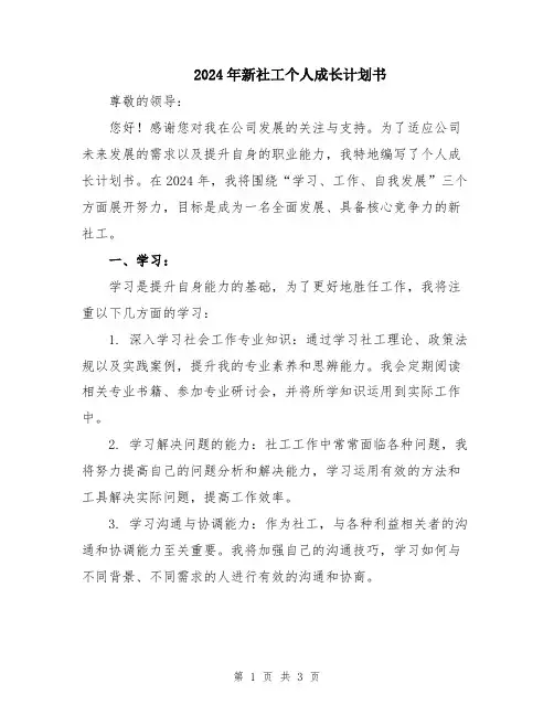 2024年新社工个人成长计划书