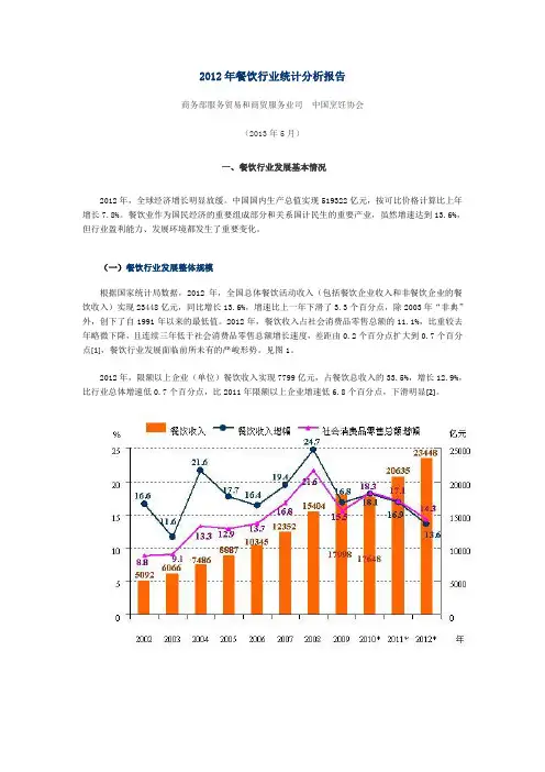 2012年餐饮行业统计分析报告
