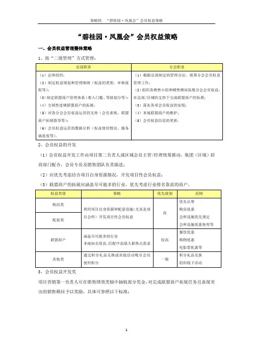 碧桂园凤凰 会员权益策略