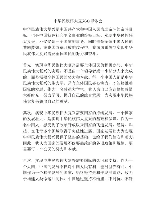 中华民族伟大复兴心得体会