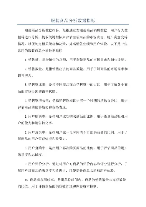 服装商品分析数据指标