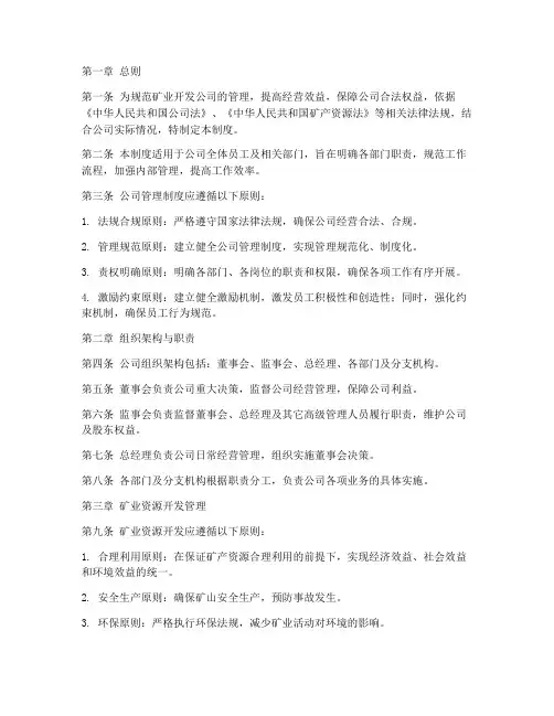 矿业开发公司管理制度