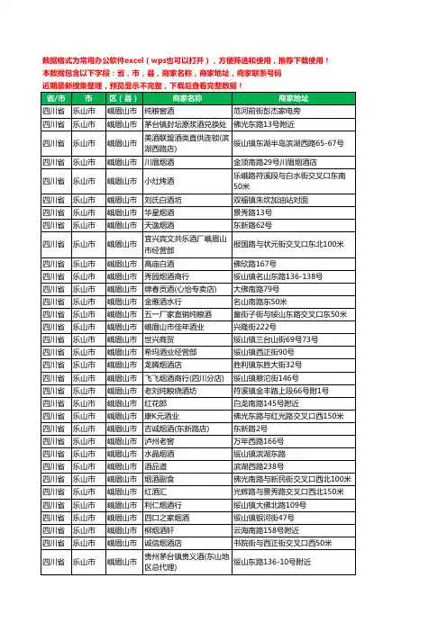 2020新版四川省乐山市峨眉山市烟酒工商企业公司商家名录名单黄页联系电话号码地址大全217家