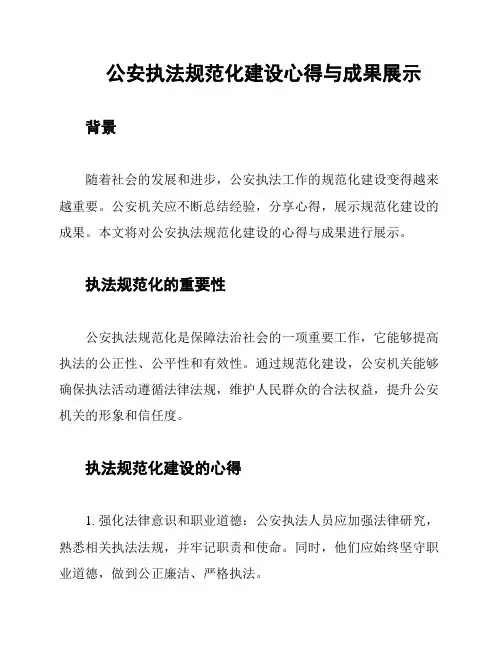 公安执法规范化建设心得与成果展示