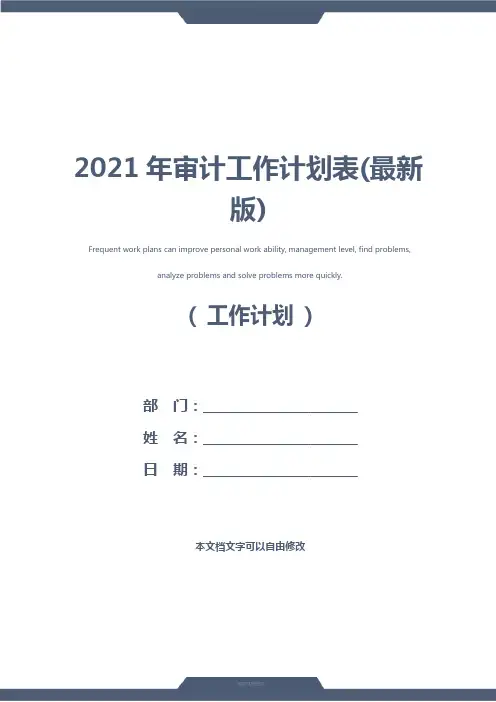 2021年审计工作计划表(最新版)