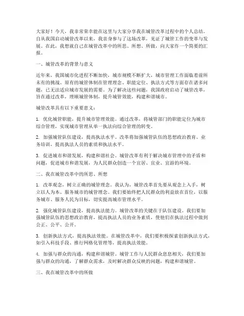 城管改革个人总结发言稿