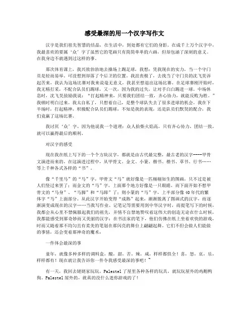 感受最深的用一个汉字写作文