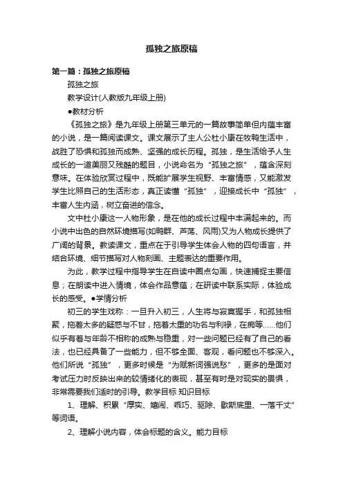 孤独之旅原稿