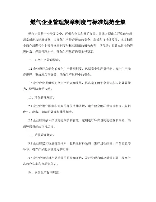 燃气企业管理规章制度与标准规范全集