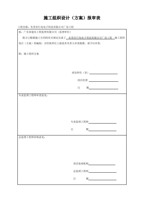 施工组织设计(方案)报审表