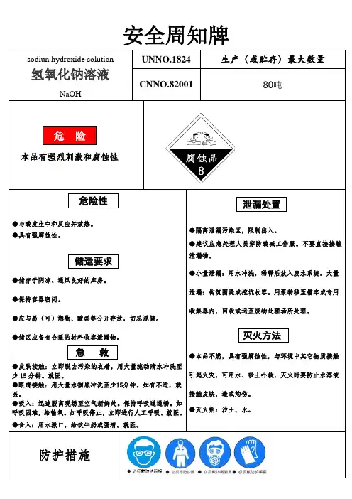 安全周知卡氢氧化钠溶液