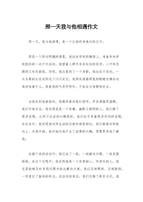 那一天我与他相遇作文