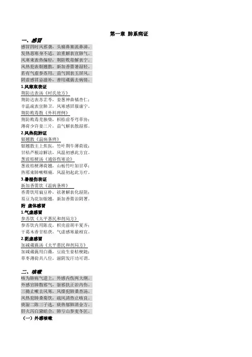 中医内科方歌