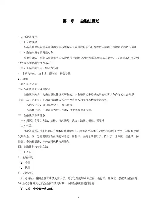 金融法概述金融法概述金融概念金融是指以银行等