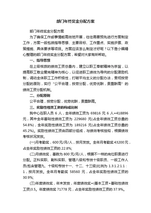 部门年终奖金分配方案