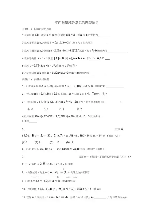 平面向量部分常见的考试题型总结