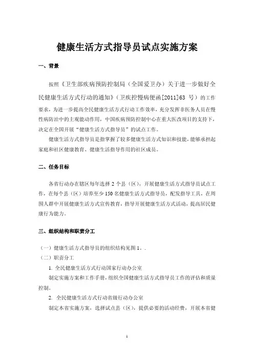 健康生活方式指导员实施方案