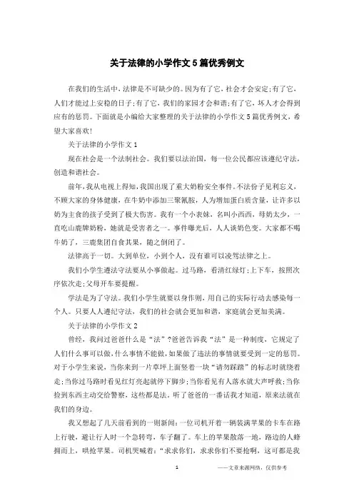 关于法律的小学作文5篇优秀例文