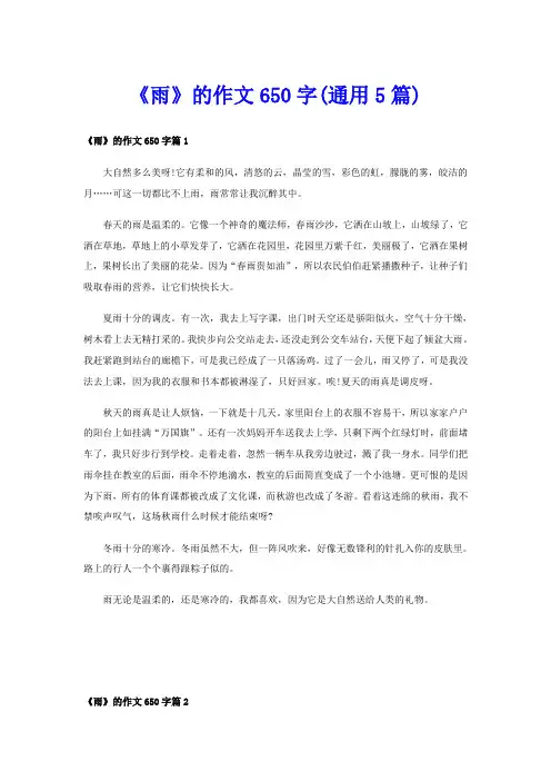 《雨》的作文650字(通用5篇)
