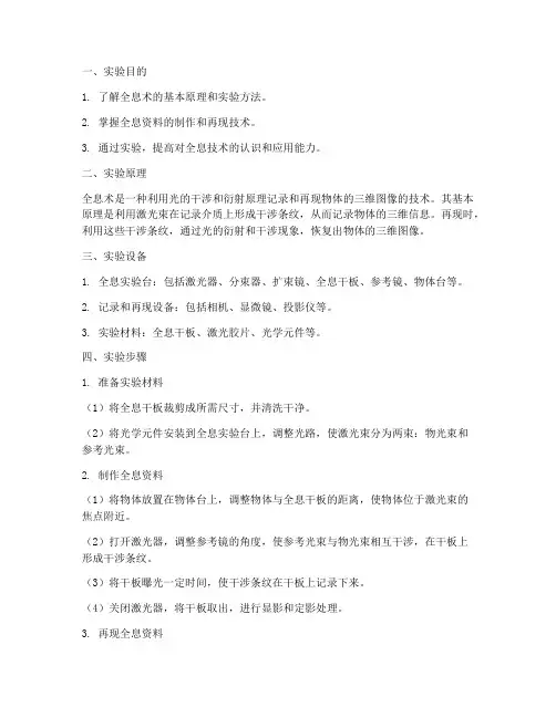 全息资料实验报告