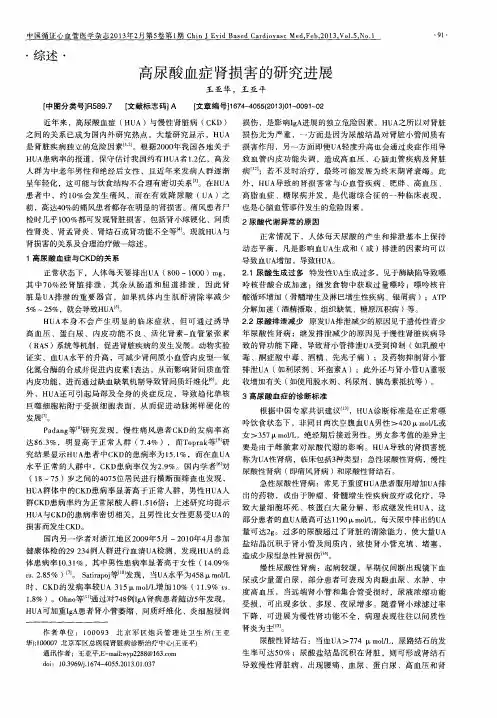 高尿酸血症肾损害的研究进展