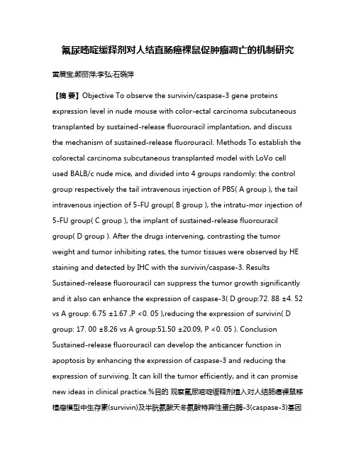 氟尿嘧啶缓释剂对人结直肠癌裸鼠促肿瘤凋亡的机制研究