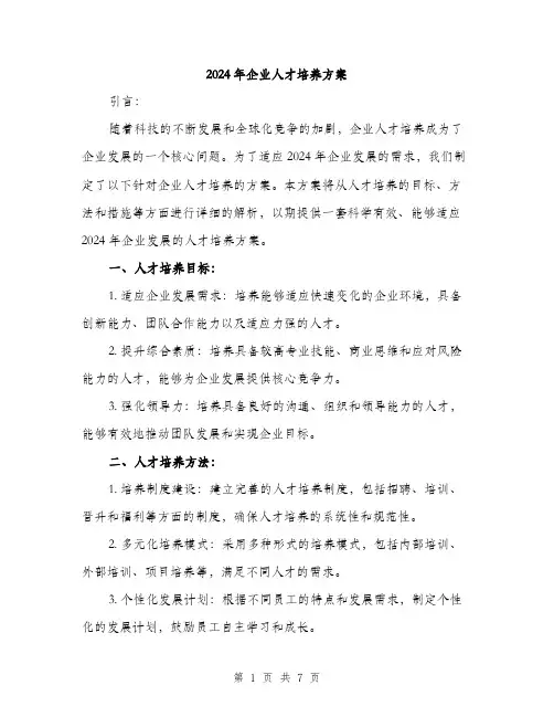 2024年企业人才培养方案(二篇)