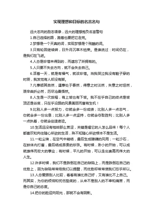 实现理想和目标的名言名句