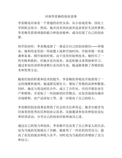 河南李喜梅的创业故事