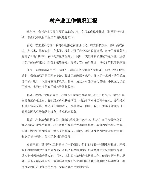 村产业工作情况汇报