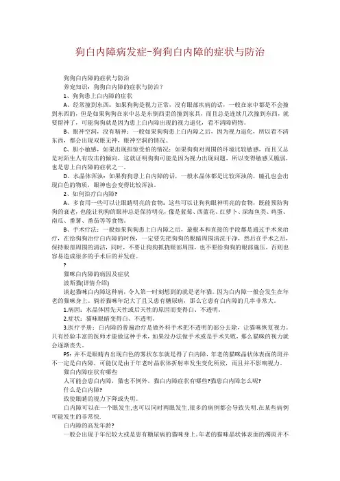 狗白内障病发症-狗狗白内障的症状与防治