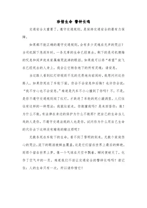 珍惜生命 警钟长鸣