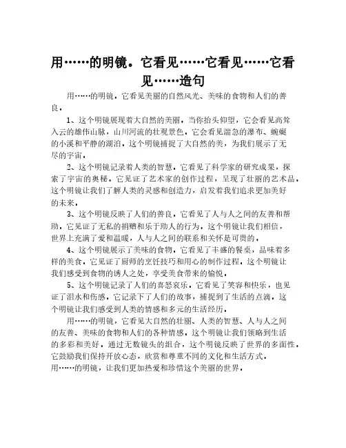 用……的明镜。它看见……它看见……它看见……造句