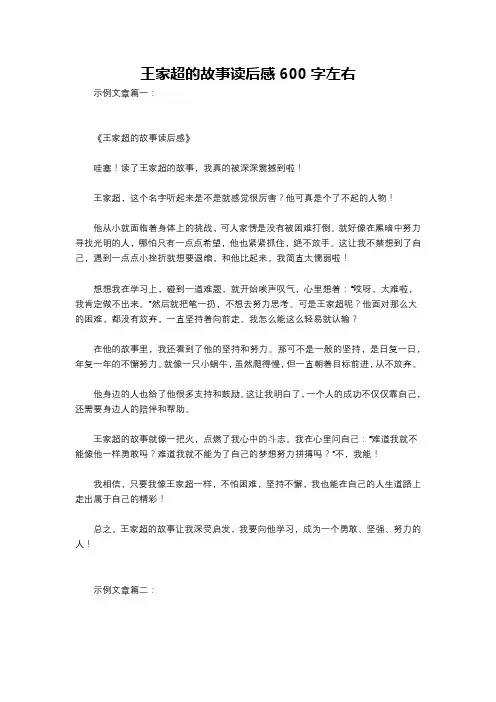 王家超的故事读后感600字左右