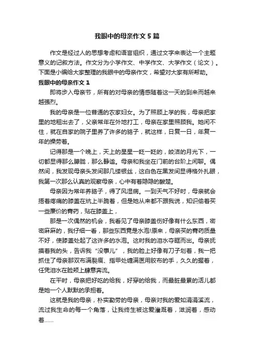 我眼中的母亲作文5篇
