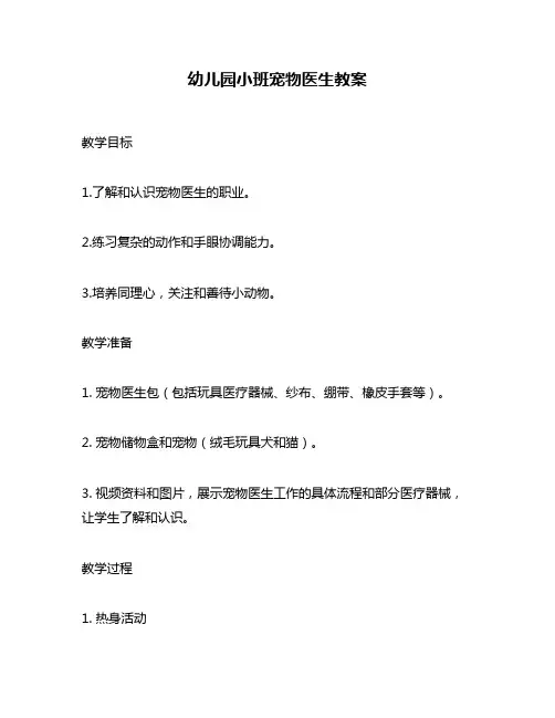 幼儿园小班宠物医生教案