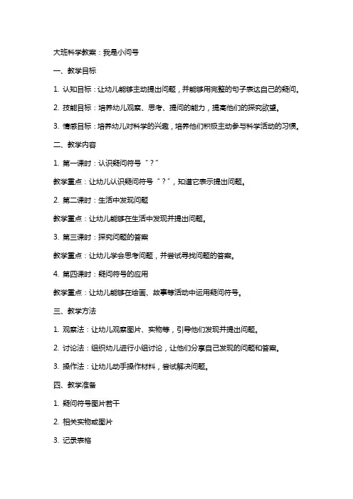 大班科学教案：我是小问号