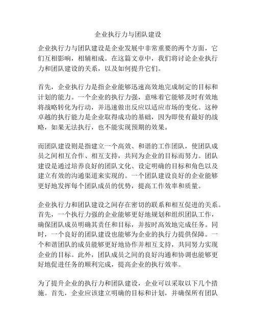 企业执行力与团队建设