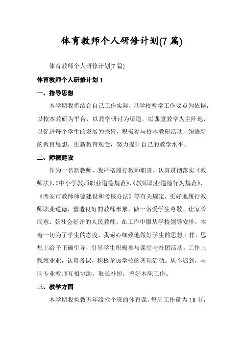 体育教师个人研修计划(7篇)