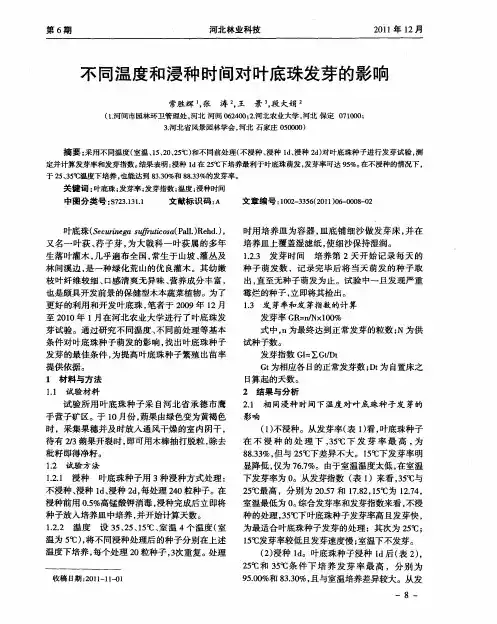 不同温度和浸种时间对叶底珠发芽的影响