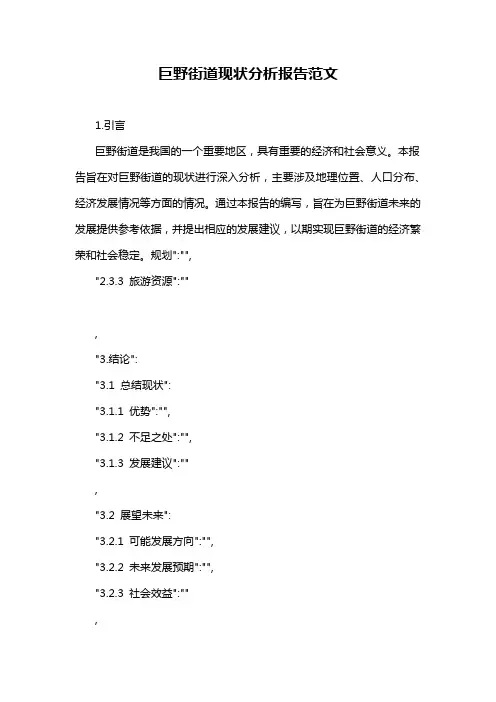 巨野街道现状分析报告范文