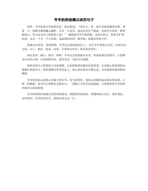 爷爷奶奶相濡以沫的句子