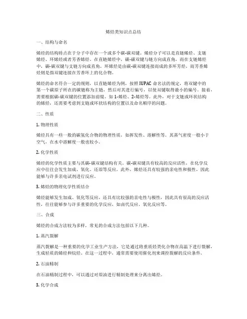 烯烃类知识点总结