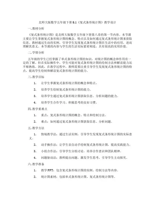 北师大版数学五年级下册8.1《复式条形统计图》教学设计