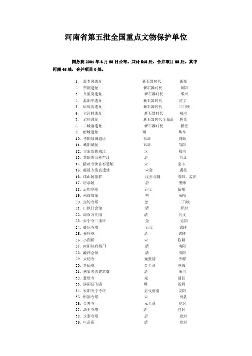 第五批河南省全国重点文物保护单位