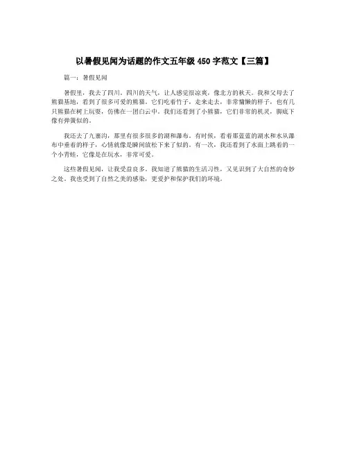 以暑假见闻为话题的作文五年级450字范文【三篇】
