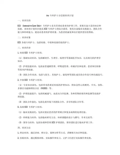 icu专科护士分层级培训计划